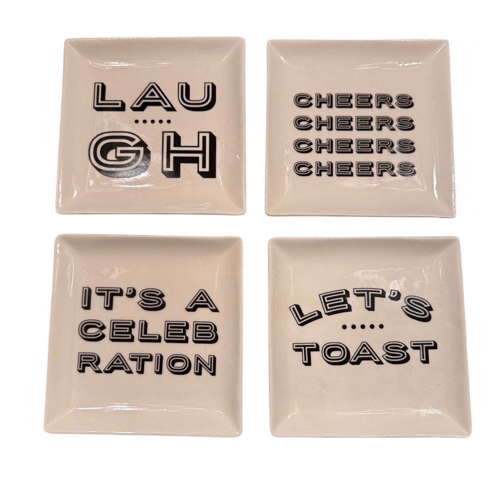 Modern Expressions Porcelain Appetizer Plates Set of 4 Cheers Celebration‎ 5.5in